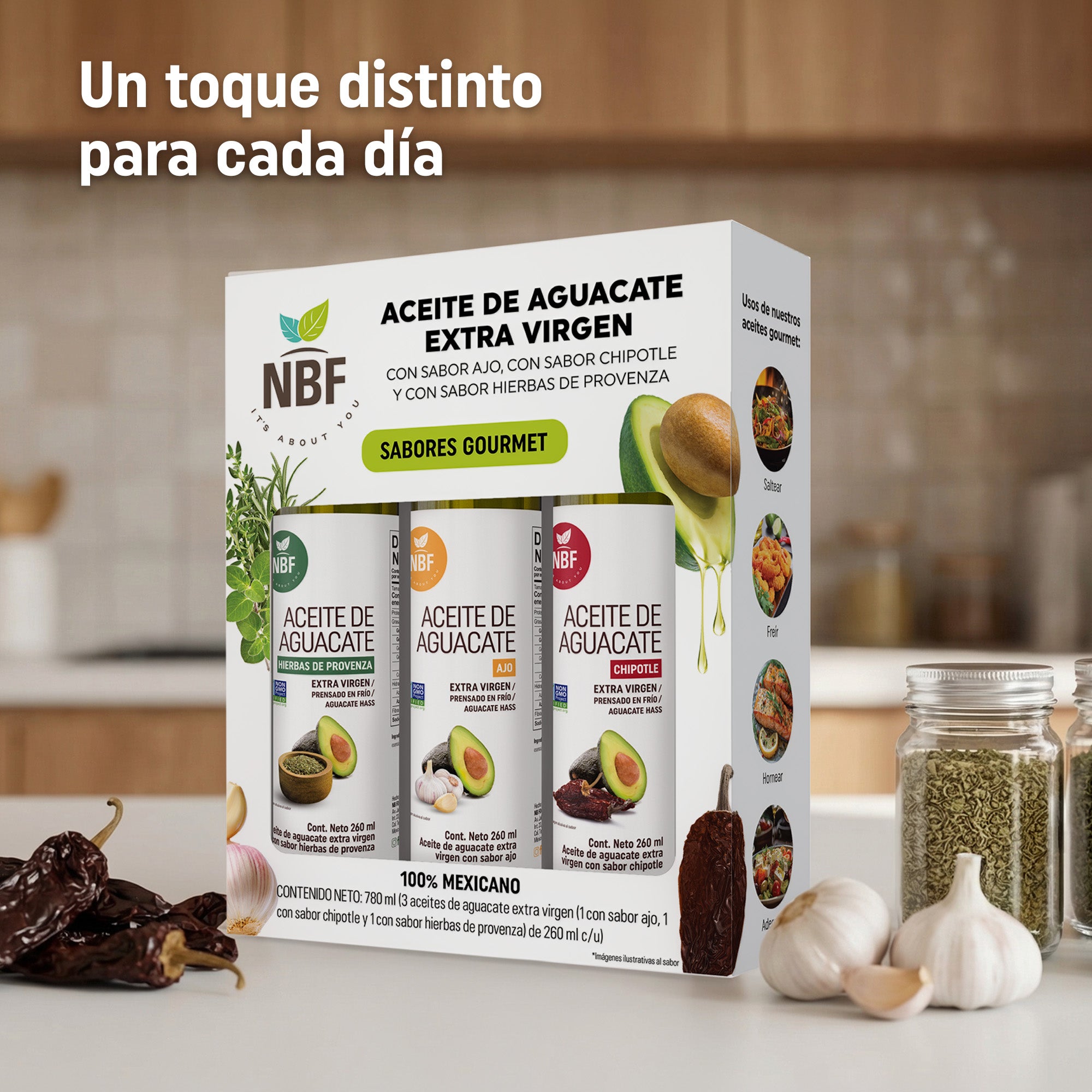 Tripack Aceite de Aguacate Extra Virgen Sabores Gourmet