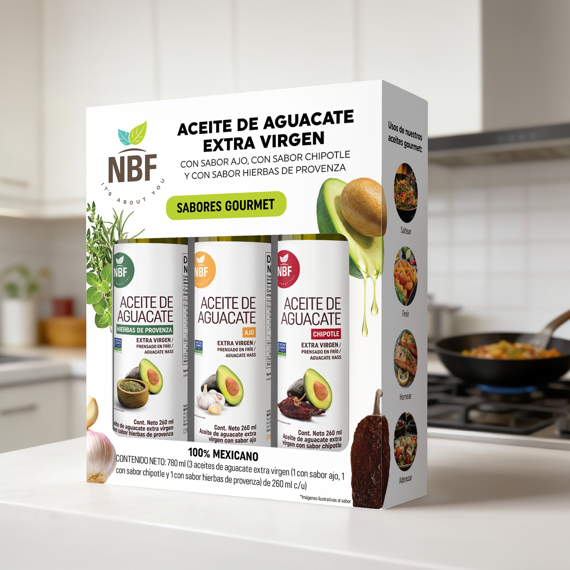 Tripack Aceite de Aguacate Extra Virgen Sabores Gourmet