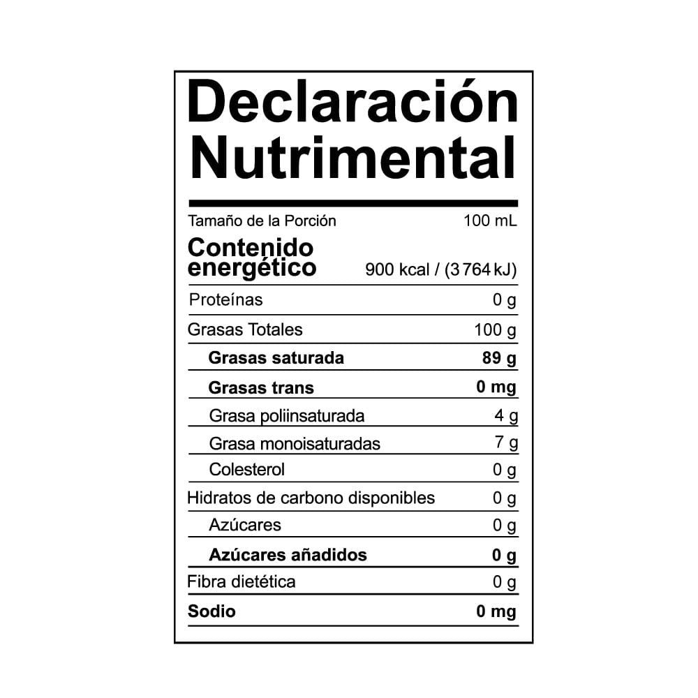 aceite de coco organico extra virgen Tabla