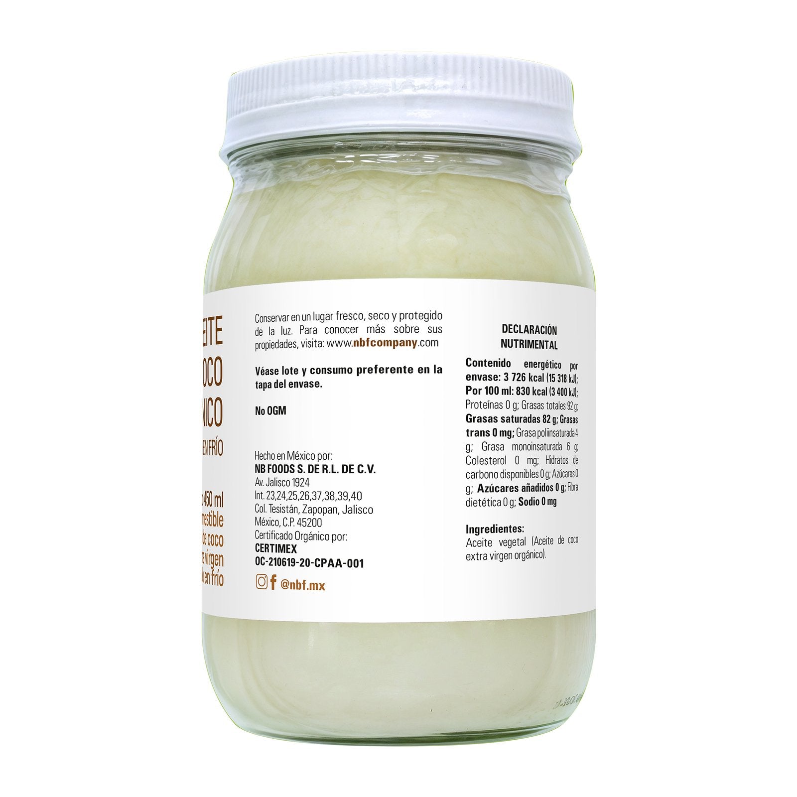 aceite de coco extra virgen 450