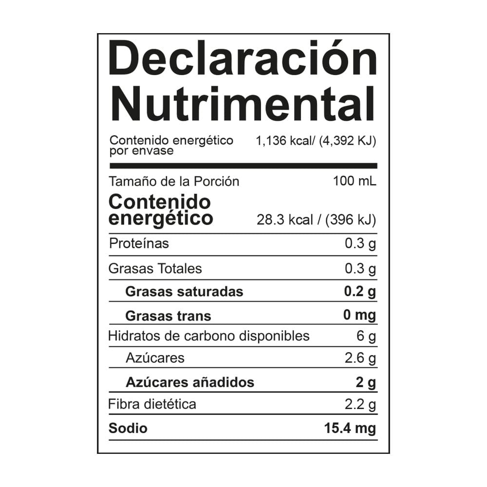 declaración nutrimental de leche de coco en polvo