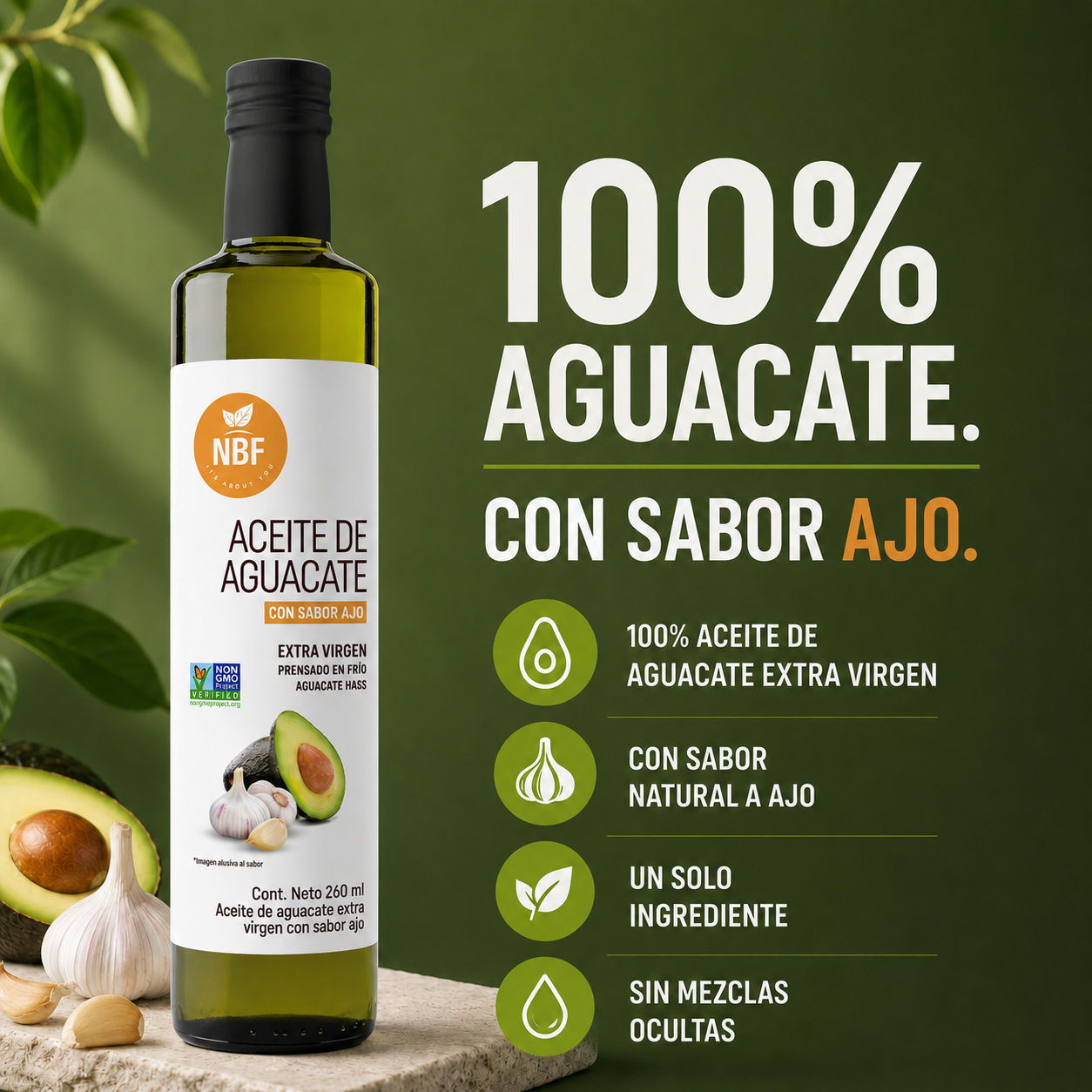Aceite de Aguacate Extra virgen con Ajo