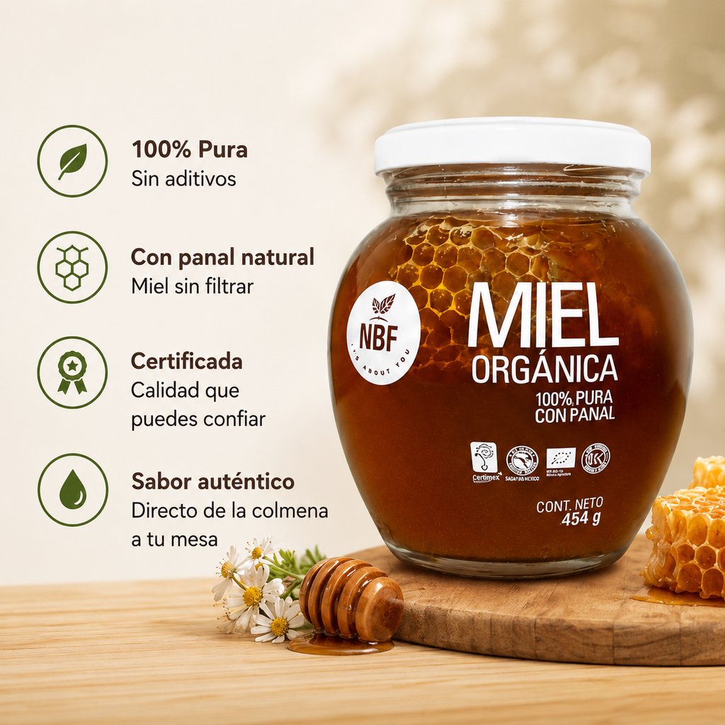 Miel Organica de Abeja 100% Pura