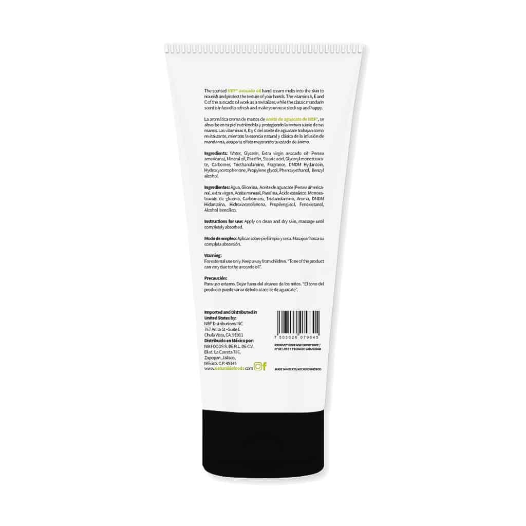 crema de manos base aguacate y mandarina 60 gramos back